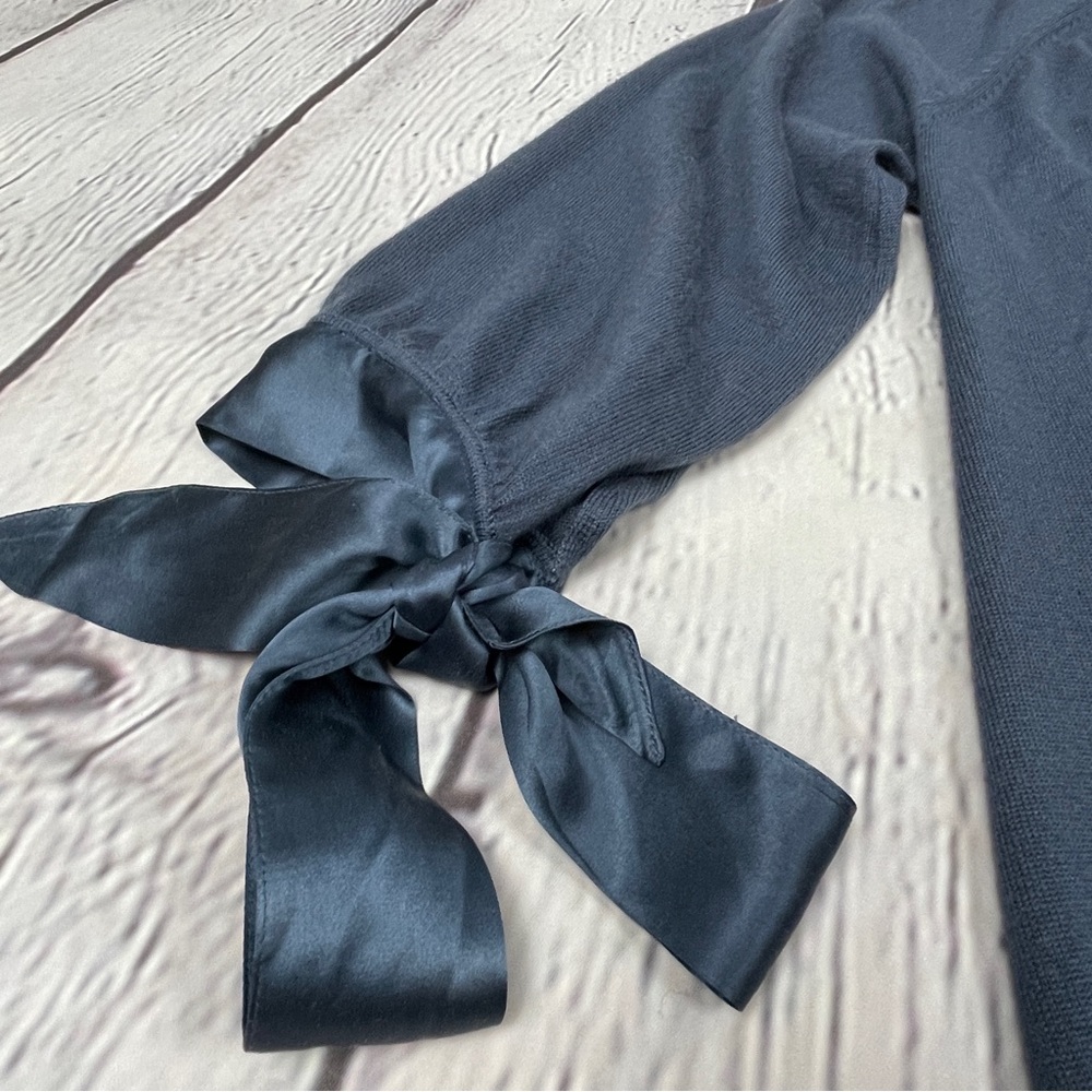 Stella McCartney Navy Satin-Trim V-Neck Sweater - Picture 8 of 15